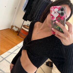 Elegant Black Knotted Women's Sweater